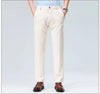 Close-up of breathable fabric weave on professional dress pants with moisture-wicking properties
