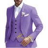Elegant 3-piece men's suit for weddings, featuring a slim fit, single-breasted jacket, and pleated pants for formal events.