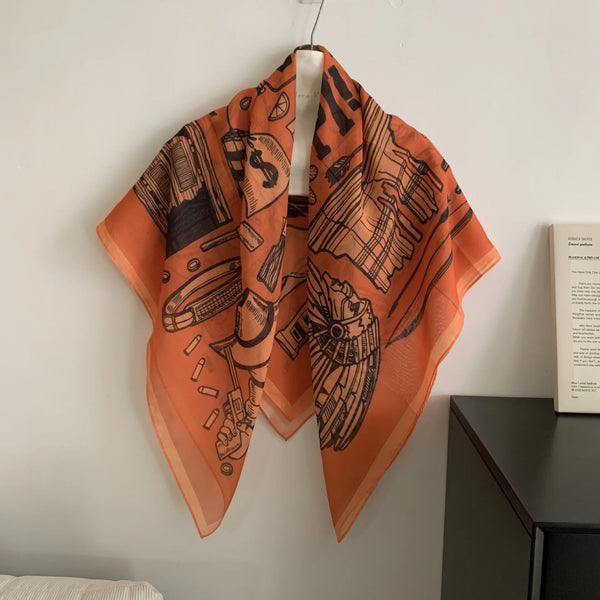 Vintage-Inspired French Square Scarf for Women