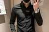 Elegant men's embroidered white long sleeve shirt with turn-down collar, perfect for casual and social events.