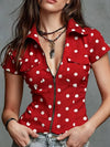 Slim fit floral print denim shirt featuring unique zipper stand collar and soft polyester material