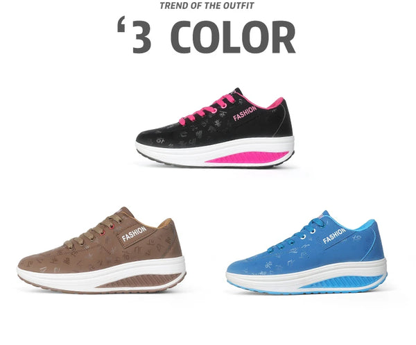White wedge sneakers with elevated platform and athletic styling