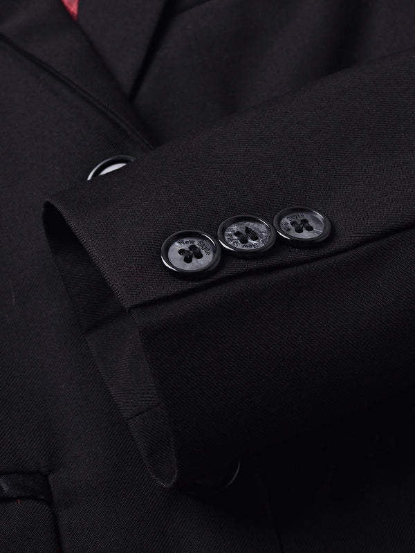 Elastic waist feature on the trousers of the boys' colorful formal suit set.