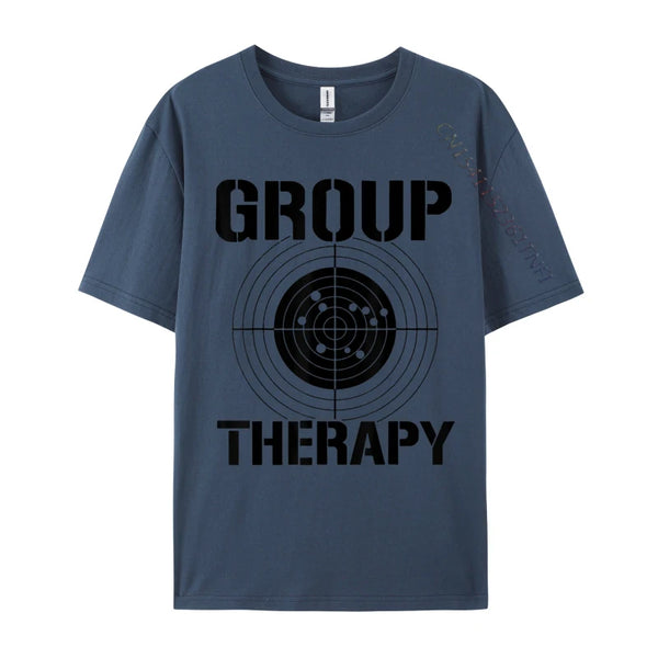 Vintage-Inspired 'Group Therapy' Men's Casual T-Shirt in premium cotton, featuring a retro graphic print for stylish comfort.