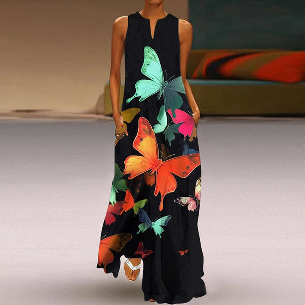 Effortless Elegance V-Neck Chiffon Maxi Dress