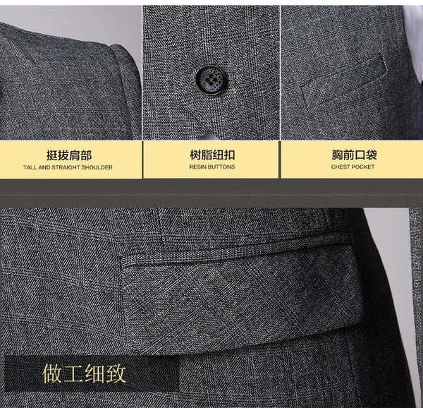 Men's suit set in charcoal gray, ideal for weddings and board meetings.