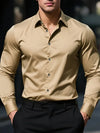 Versatile polyester dress shirt with turn-down collar suitable for office meetings and casual outings