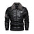 Men's Autumn/Winter Embroidered Leather Biker Jacket with detachable collar, fleece lining, and classic aviator design.