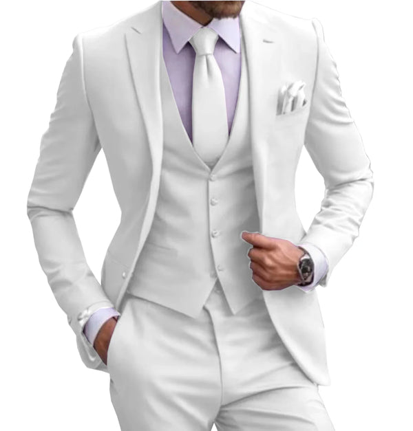 Full view of the elegant lilac suit on a mannequin, showcasing its tailored fit.