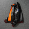 Smooth zipper closure detail on the Vintage A2 leather flight jacket.
