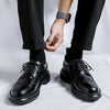 Men's Oxford shoes with a sleek patent leather finish.