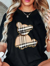Sporty Striped Bear Print T-Shirt with Moisture-Wicking Fabric