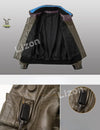 Side view of the unisex Cyberpunk 2077 LED Collar Faux Leather Jacket.