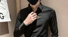 Elegant men's embroidered white long sleeve shirt with turn-down collar, perfect for casual and social events.
