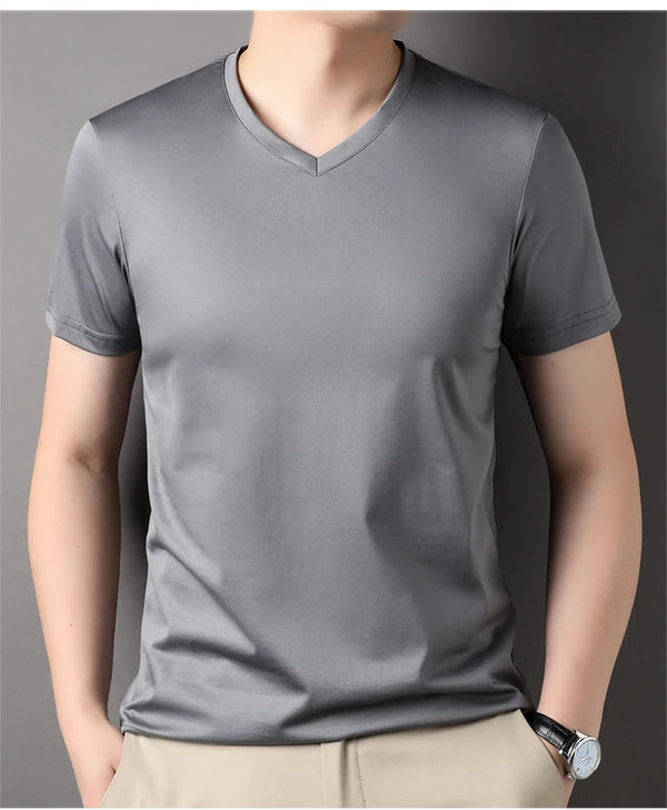 Versatile luxury v-neck tee for warm weather