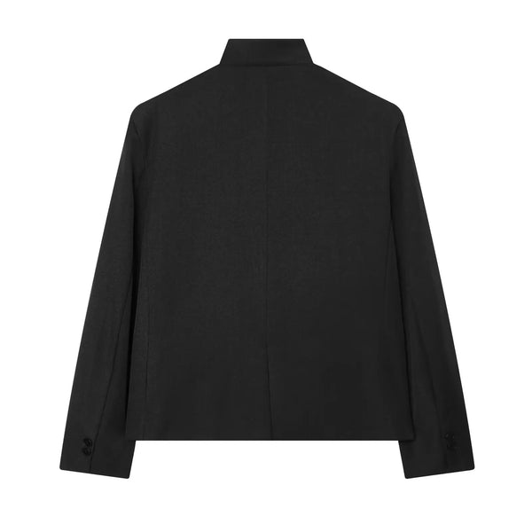 Street style blazer with elegant stand collar detail