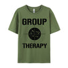 Vintage-Inspired 'Group Therapy' Men's Casual T-Shirt in premium cotton, featuring a retro graphic print for stylish comfort.