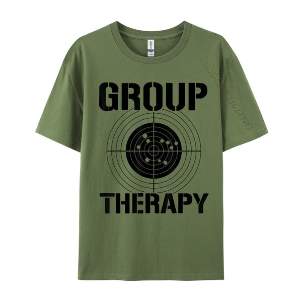 Vintage-Inspired 'Group Therapy' Men's Casual T-Shirt in premium cotton, featuring a retro graphic print for stylish comfort.