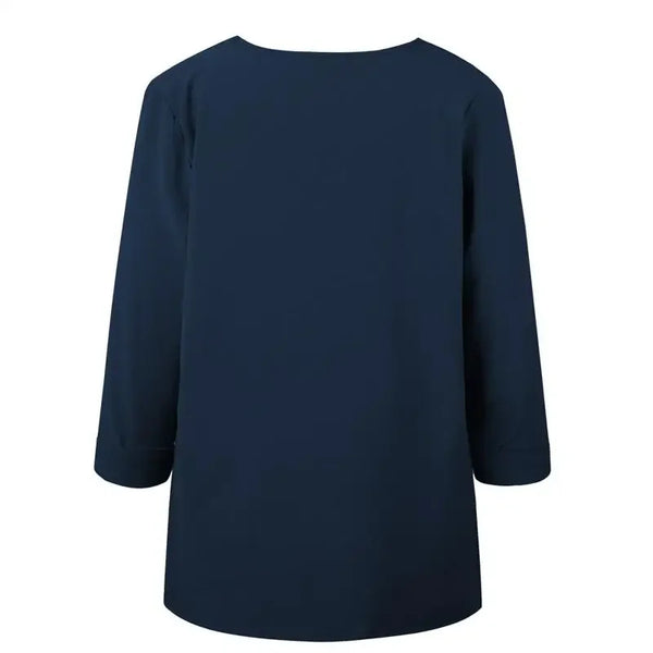 Elegant long sleeve office blouse for women, double-breasted, slim fit, versatile for business attire in various colors.