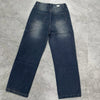 Chic wide leg denim jeans for women in vintage style, featuring mid-rise fit, zipper closure, and functional pockets.