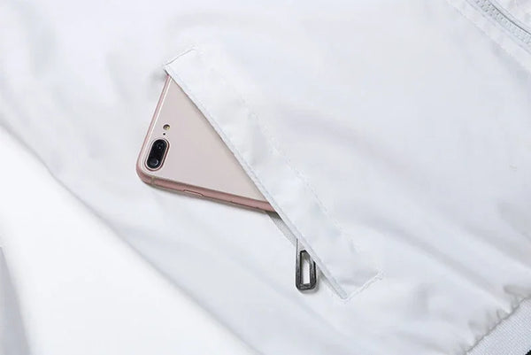 Men's Casual Varsity Bomber Jacket with USA print, stylish and comfortable for spring and autumn, featuring ribbed cuffs and