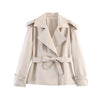 Women's regular fit trench coat with double-breasted front closure