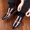 Brown brogue oxfords with lace-up design, perfect for business attire.