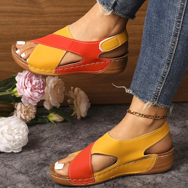 Versatile women's wedges featuring peep toe design and secure fit technology