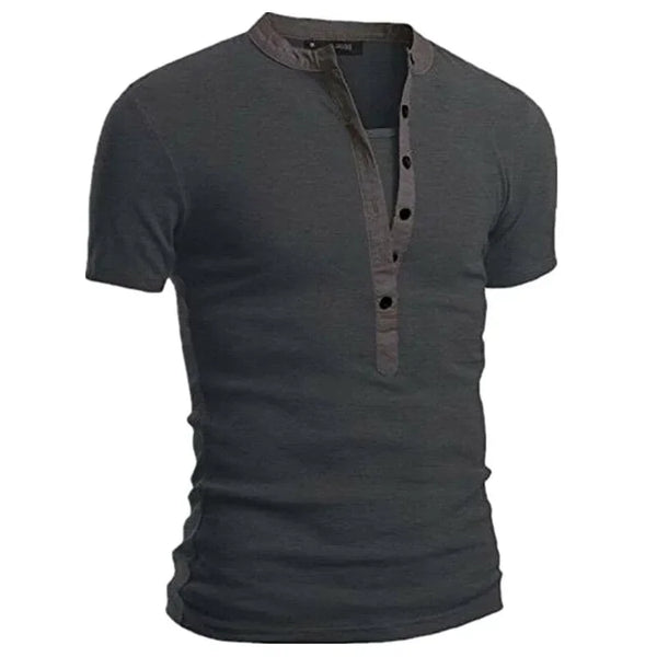 Slim Fit V-Neck Men's Casual Summer T-Shirt in breathable polyester, perfect for warm days and stylish casual occasions.