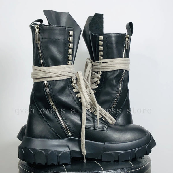 Handmade luxury leather high-top sneakers with durable rubber outsole.