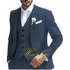 Elegant 3-piece men's suit for weddings, featuring a slim fit, single-breasted jacket, and pleated pants in premium fabric.