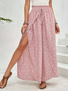 Floral wide-leg chiffon pants for women, ankle-length, elastic waist, perfect for summer fashion and casual chic outfits.