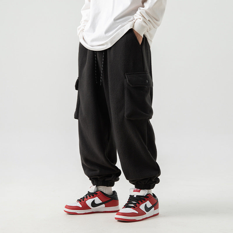 Comfy Polar Fleece Sweatpants in Black, Gray, Khaki, Milky-White - Unisex Sports and Work Pants