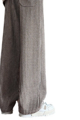 Men's Brown & Black Wide-Leg Cotton Pants - Comfort fit, Mid Waist, Sizes M-5XL. Casual elegance in every step.