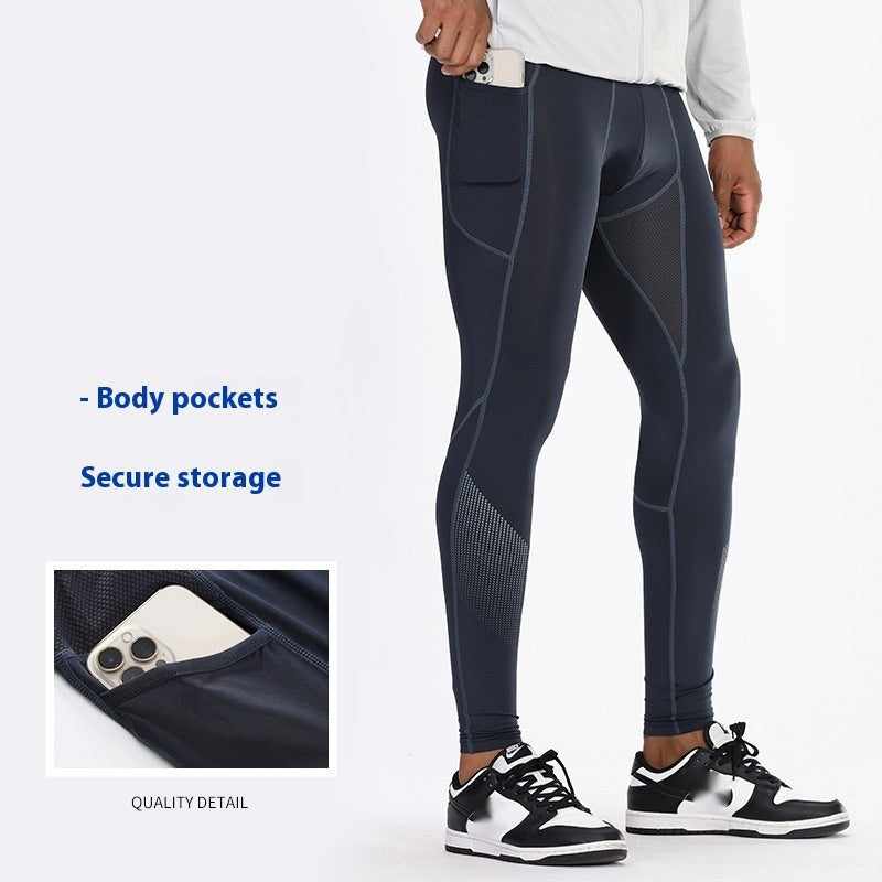 Men's Performance Basketball Leggings in Black and Dark Grey - Quick-Drying Fitness Tights for Men. Perfect for Sports, Gym, and Cycling. Sizes M-3XL.