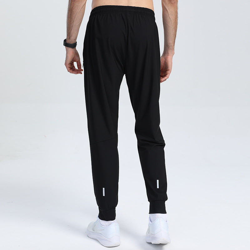 Men's Quick-Dry Loose-Fit Sportswear Pants in Black, Haze Blue, or Light Gray. Ideal for spring and summer fitness. Sizes M-3XL. Made of Nylon with Spandex lining.