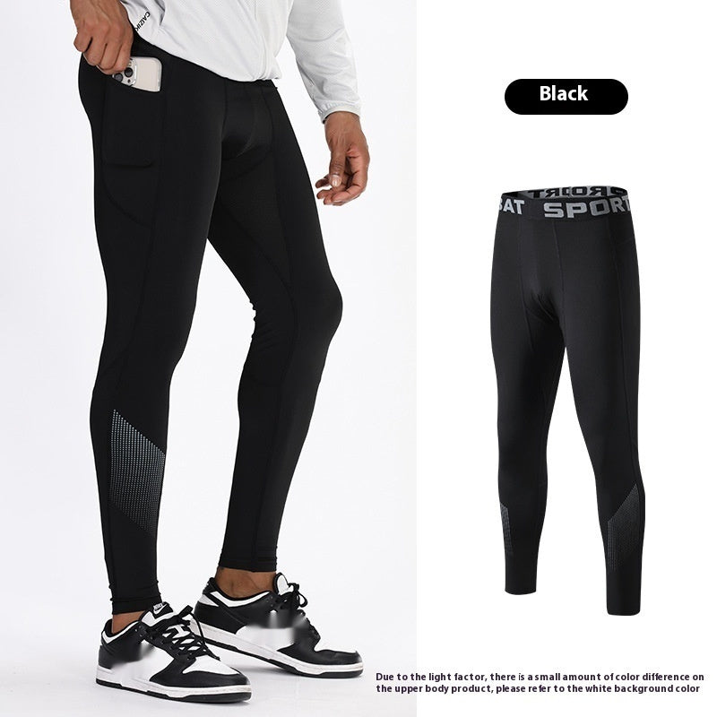 Mens Basketball Leggings - Quick-Drying Fitness Tights in Black and Dark Grey