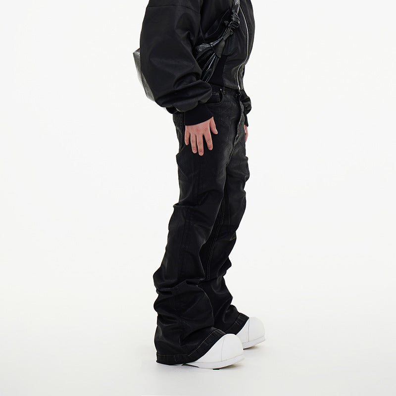 Chic Black Denim Pants - Mid Waist & Straight Leg SEO: Women's Polyester Trousers in Various Sizes