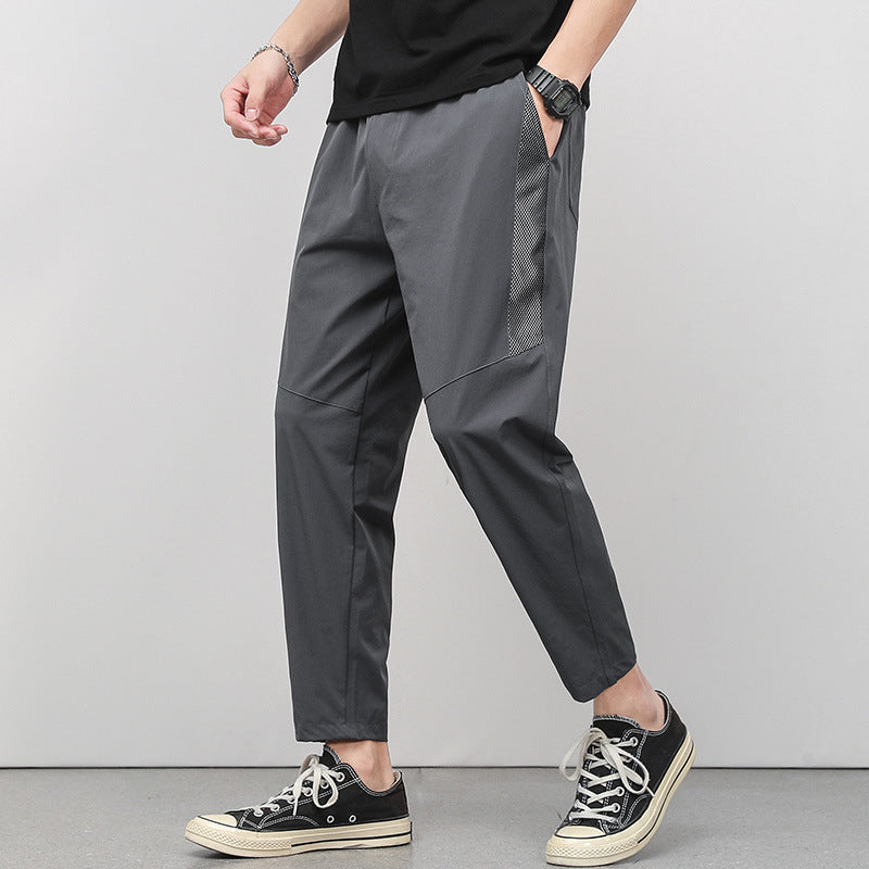 Chic Casual Drawstring Cropped Pants - Trendy tapered trousers for off-duty style in comfortable quality fabric blend. Ideal for college fashion.
