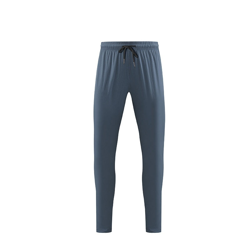 Breathable Men's Woven Sports Trousers - Quick-drying Nylon Leisure Wear for Casual and Fitness. Choose from Classic Black, Khaki, Navy, or Green.