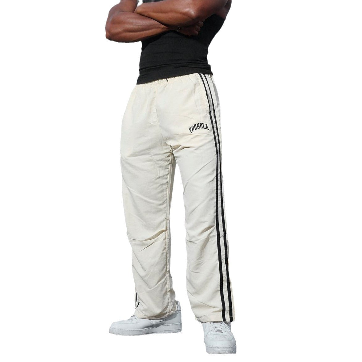 Men's Quick-Dry Athletic Pants in Black - Moisture-Wicking Workout Trousers for Fitness Training and Running.