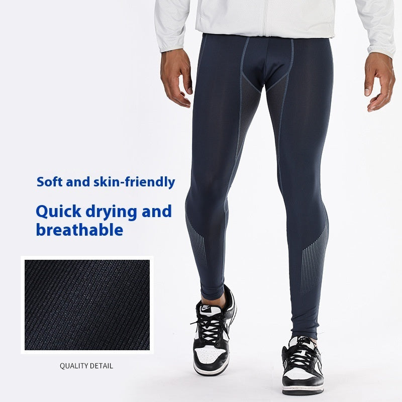 Men's Performance Basketball Leggings in Black and Dark Grey for Fitness & Sports: Quick-Dry Polyester, Asian Sizes M-3XL.