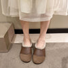 Women's Fleece-Lined Cotton Shoes with Beef Tendon Sole, Stylish Color Matching Design, Black & Khaki Options