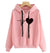 Chic Long-Sleeve Heart Print Hoodie in Pink, Yellow, Grey, Black, or Burgundy for Women - Urban Hipster Style & Optimal Comfort