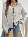 Women's Lace-up Cardigan: Casual, Loose & Solid Color
