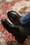 Indian Retro-Style Genuine Leather Suit Shoes for Men in Black or Khaki - Low Heel, Sizes 38-44 - Expertly Crafted Men's Footwear