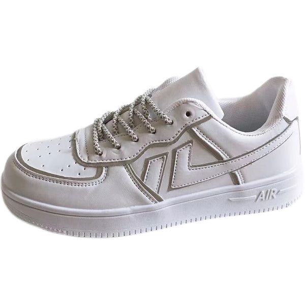 Unisex Reflective White Sneakers with Stylish Sheep Pattern