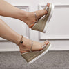 Elegant Women's Platform Wedge Sandals with PU Sole in Gold or Silver - Stylish, Comfortable Slip-On Shoes for Women