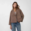 Chic European American Women's Overcoat with Stripes & Plaid
