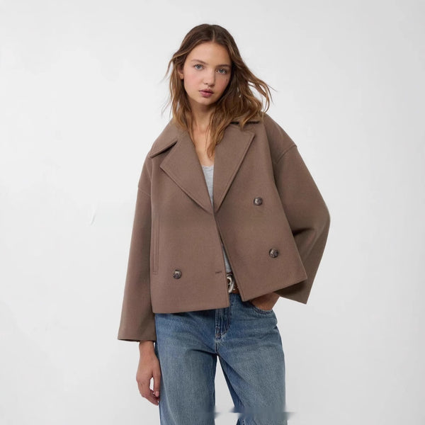 Chic European American Women's Overcoat with Stripes & Plaid